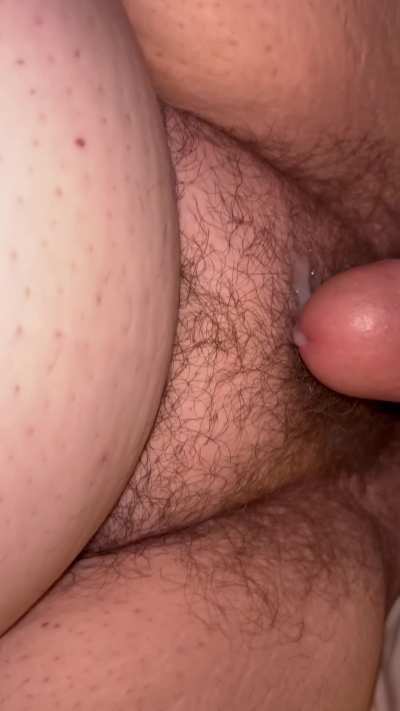 Cumming on her hairy pussy is heaven