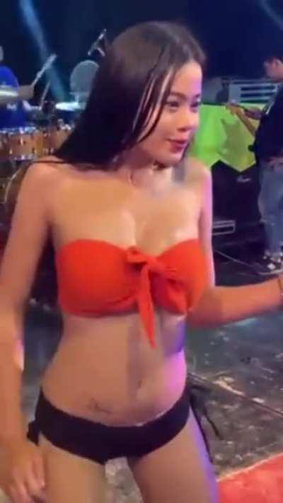 Glistening Asian Bikini Stage Dancer