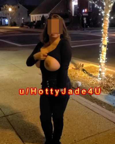 My bar and sidewalk flashing boobies