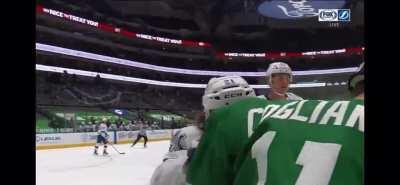 Close up camera angle of Brayden Point fighting Andrew Cogliano