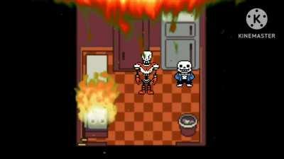 After hours of editing shit on a phone and with a small animation I finally finished the project of the meme of sans buring the fucking water