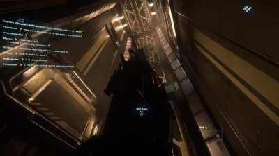 Unconventional ship use, Pt. 2. The Razor fits perfectly in the rear elevator of the Reclaimer.