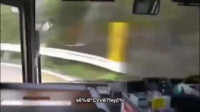 Super high skill of bus driver in elbow pass