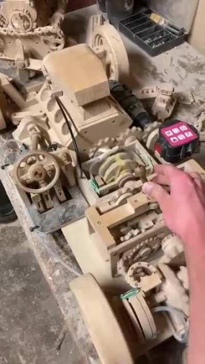 working car model made of wood