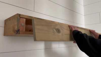 Floating shelf with magnetic storage space. Wife was going to get one on Etsy, but I don’t think any had this feature