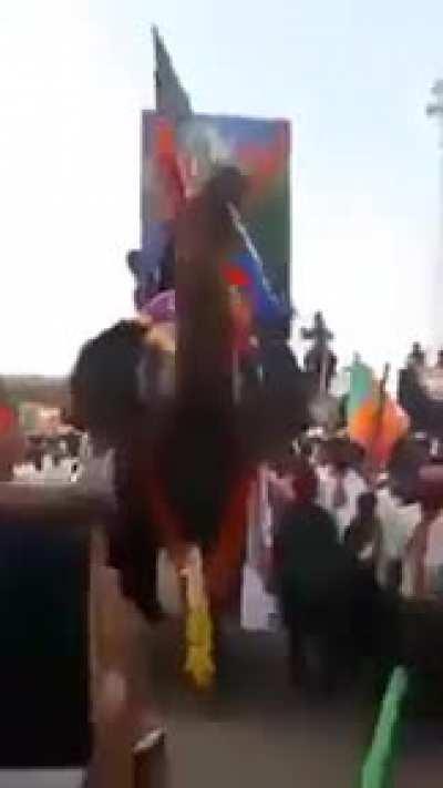Keralites celebrating BJP victory in their own style with elephant & Music
