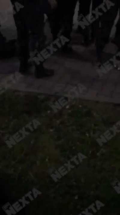SWAT team beating woman on yesterday’s peaceful protests against rigger election in Belarus.
