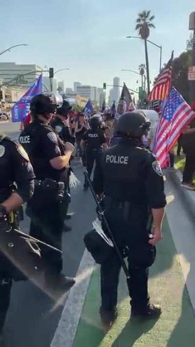 Trump support rally thanks the blues (Los Angeles)