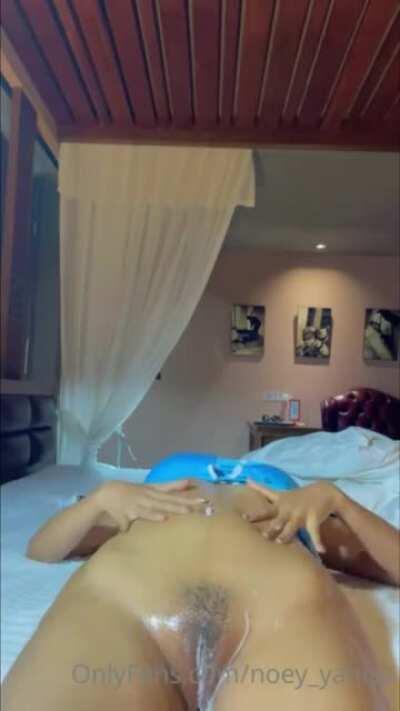 Lotion on her sweet spot