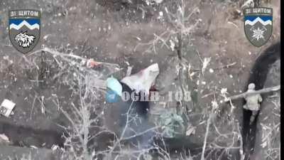 The 108th separate mountain assault battalion from the 10th Separate Mountain Assault Brigade clearing Russian trenches