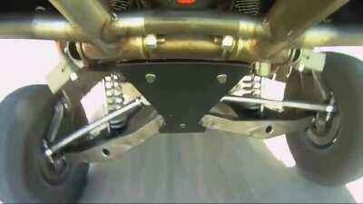 The suspension of a trophy truck in action