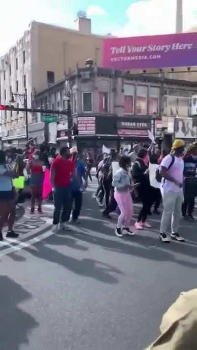 Peaceful riot starts doing the slide