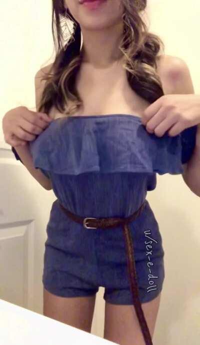 Flashing my Perky Tits in a Romper