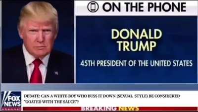 Can a quirked up white boy who buss it down(sexual style) be considered goated with the sauce? Donald Trump and Tucker Carlson discuss