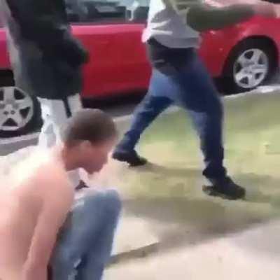 Older man beats wannabe thug