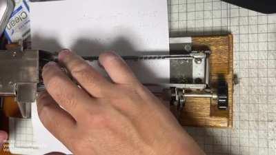 Braille typewriter writes by embossing thick paper with six dots in a 3x2 matrix ⠓