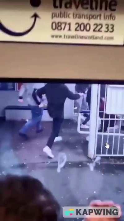 Acting brave until they need to escape away from football supporters