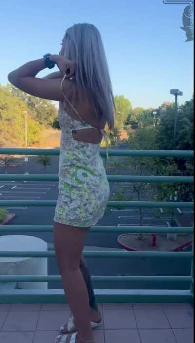 Put on a dress tonight so naturally I had to show off for you in hopes that I can convince you to bend me over ;) [GIF]