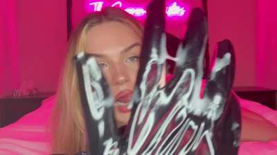 Let me encourage you to eat it. I'll hold it, while you swallow it. We'll go fast and slow. Can you keep up?