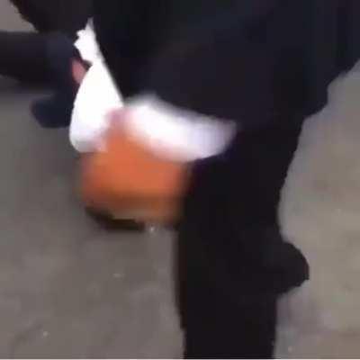 Kid punches other kid who doesn’t want to fight, gets soccer kicked to the head.