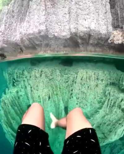 Very deep and clear lake in the Philippines