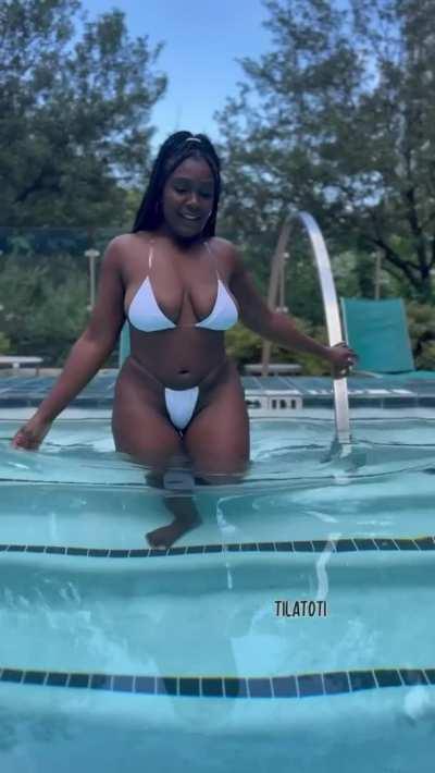 I love taking my tits out in the pool