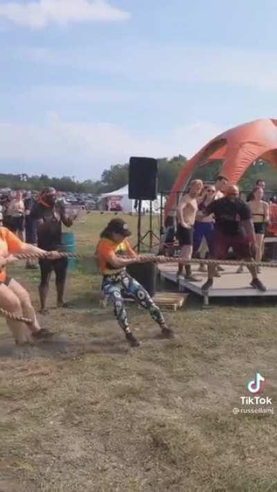 to beat these women at tug-of-war