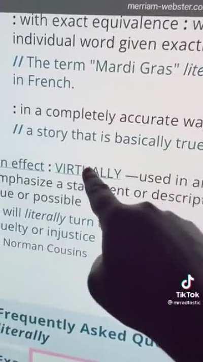 Virtually destroyed the word literally