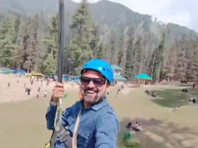 Tourist's Zip-line Footage Captures Ongoing Terror Attack (Kashmir, India)