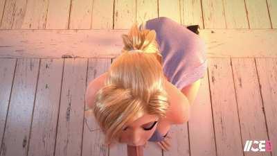 Adorable blonde sucking dick