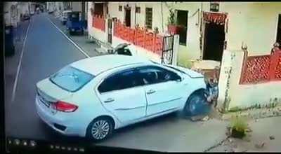 Car run over old person