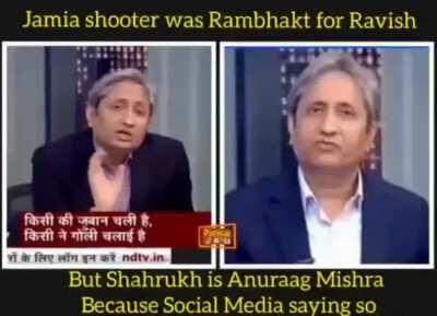 Dalla Ravish literally says Shahrukh the Islamic Terrorist is 'Anurag Mishra' because his whatsapp group says so.
