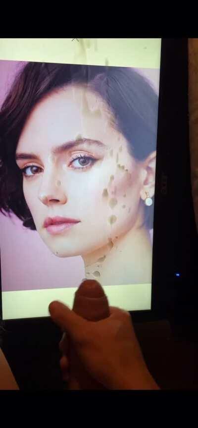 Another bud jerkin his big hard cock 4 Daisy Ridley and giving a huge cum tribute!!!!! She looks perfect covered in cum!! If u want 2 b fed celebs pics and porn vids like my buds and u can make vids with a second screen- public or private - add hertsgirls
