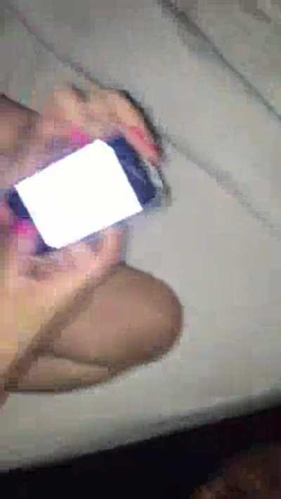 Cheating thot sucks BBC while texting her BF!