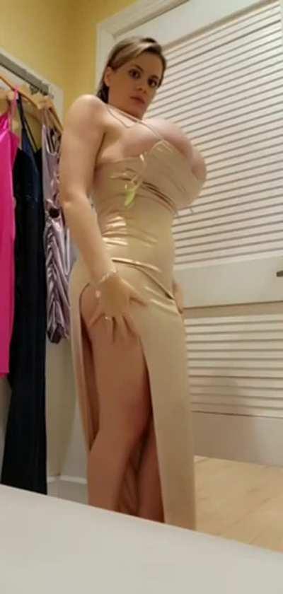 My huge fake tits and big fake ass stretching this dress to the max