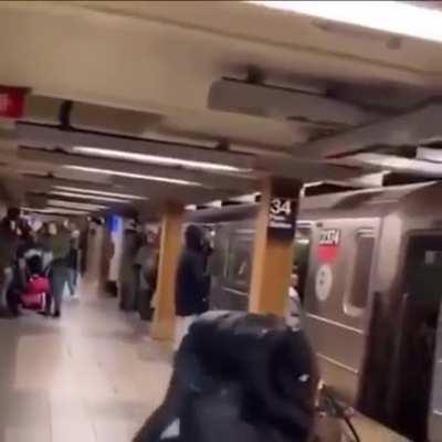 He thought he was safe because the doors were closing lol