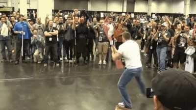 Ray Park (Darth Maul) giving con fans an impromptu show.
