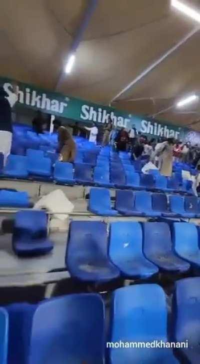 Afghanistan fans hitting Stadium Seats to Pakistan fans after today's match.