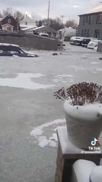 Detroit flooded and then it froze