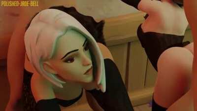 Ashe And D.va Having A Party (Polished-Jade-Bell) [Overwatch]