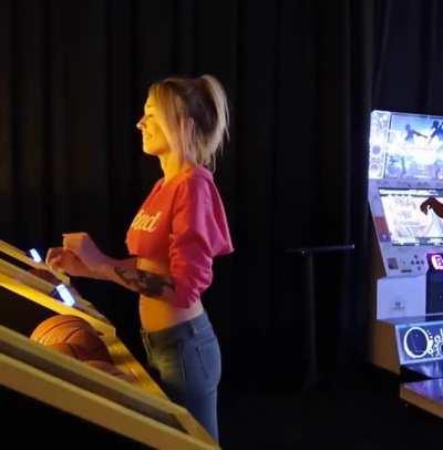 Shooting hoops in a crop top