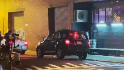 Zac Efron filming a scene for his upcoming movie Ricky Stanicky at Royston Hotel in Richmond last night