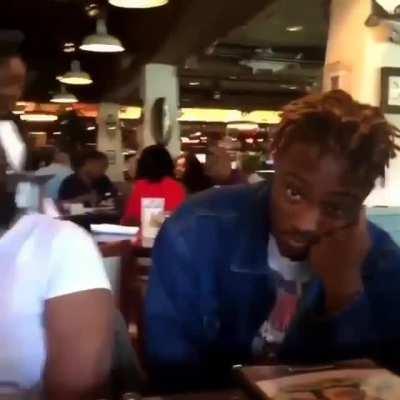 Juice ordering food.