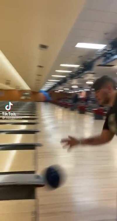 You don’t see too many bowling ball handling tricks