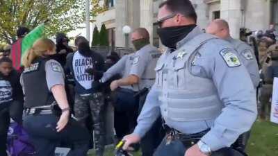 In North Carolina, Alamance county polls ends with police using pepper-spray on voters, protesters and children alike