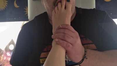2 Ruined Cum Loads from Cuck on my Feet. He has to lick my feet clean