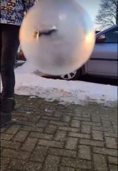 Blowing bubbles in the cold