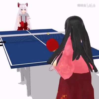 [Touhou MMD] Mokou and Kaguya play table tennis (Turn on the sound!)