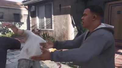 Random guy keeps punching Trevor in cutscene.