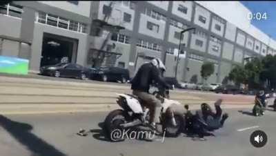 At least he was wearing a helmet